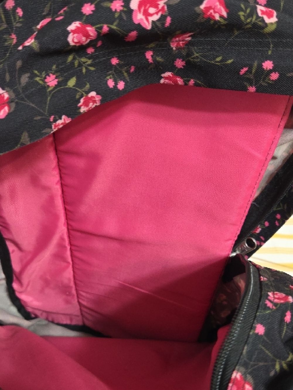 Jansport Black Backpack with Pink Floral Print - Picture 6 of 10
